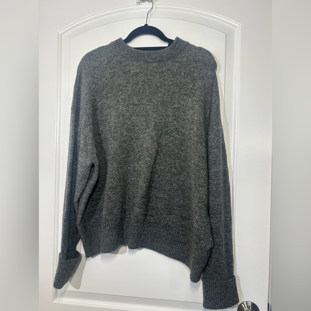 Anthropologie PILCRO Juno Crewneck Grey Wool Blend Sweater Size S preppy chic - Picture 16 of 16